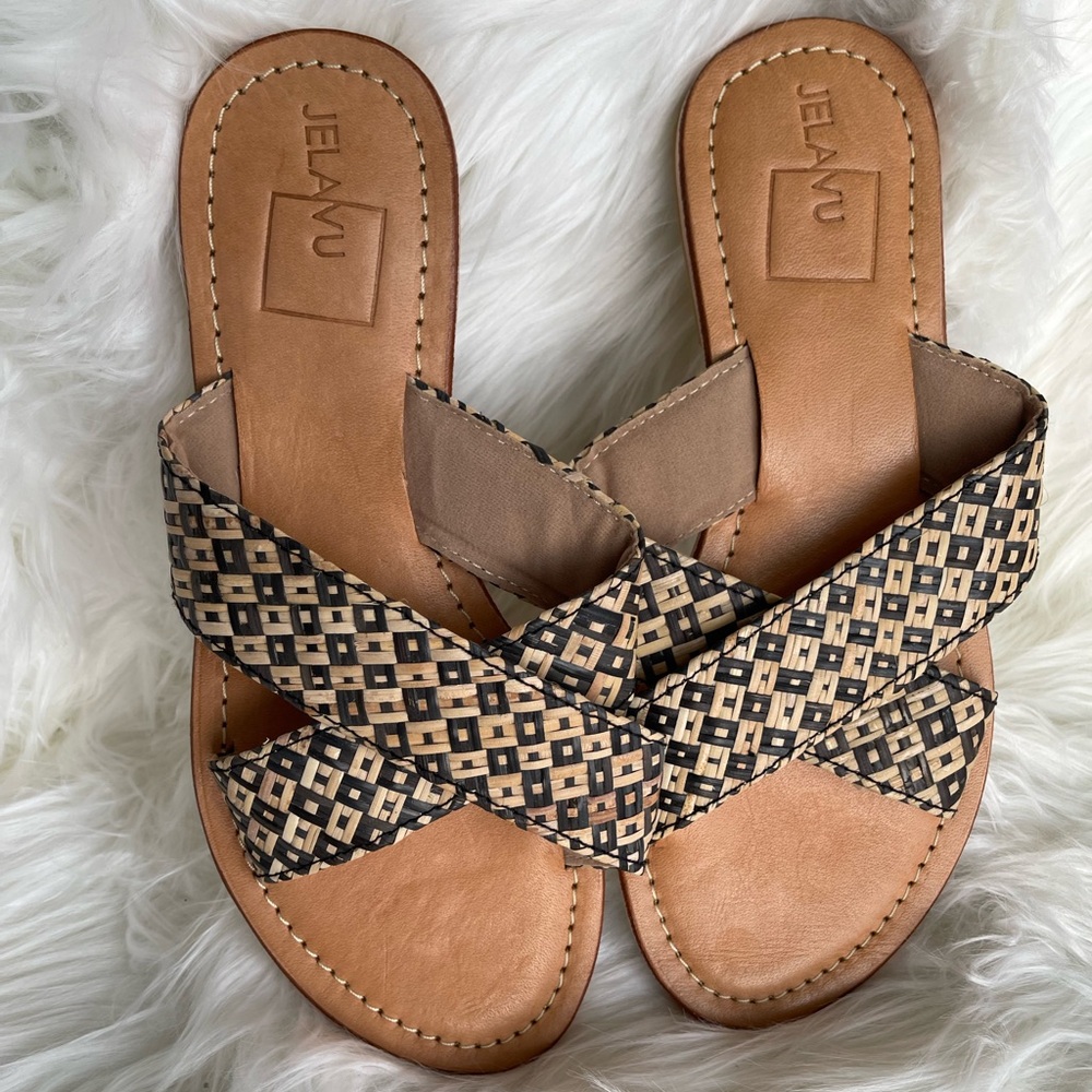 JELAVU sandals, size 40 EU, 10 US, color brown and black